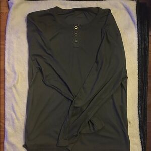 Olive Long Sleeve Henley Shirt